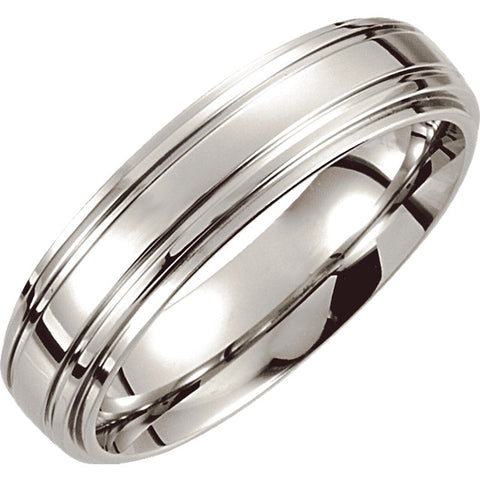 Cobalt 6mm Double Ridged Band Size 10