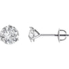 14K White Gold 6.5mm Round Forever Brilliant Created Moissanite 3-Prong Threaded Post Stud Earrings