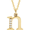 14k Yellow Gold 0.025 ctw. Diamond Lowercase Letter "N" Initial 16-inch Necklace