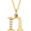 14k Yellow Gold 0.025 ctw. Diamond Lowercase Letter "N" Initial 16-inch Necklace