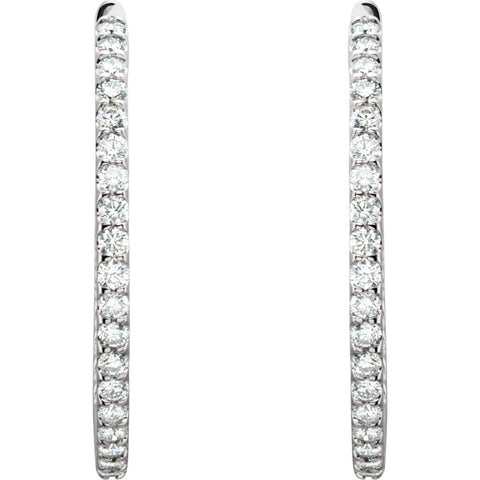 14k White Gold 5 CTW Diamond Hinged Inside-Outside Hoop Earrings