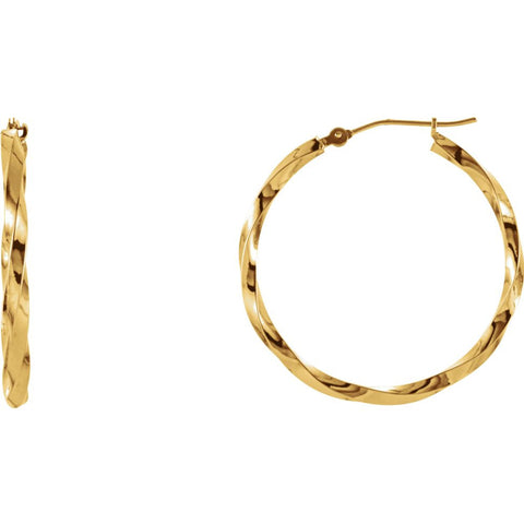 14k Yellow Gold Twisted Hoop Earrings