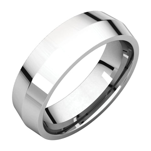 14k White Gold 6mm Knife Edge Comfort Fit Band, Size 9
