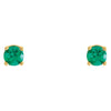 14k Yellow Gold Imitation Emerald Youth Earrings