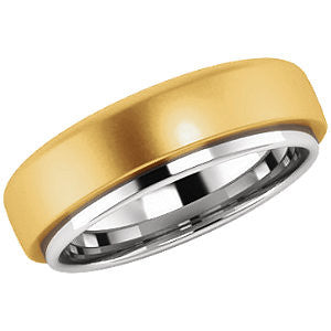14K White & Yellow Gold Flat Edge Band Size 11