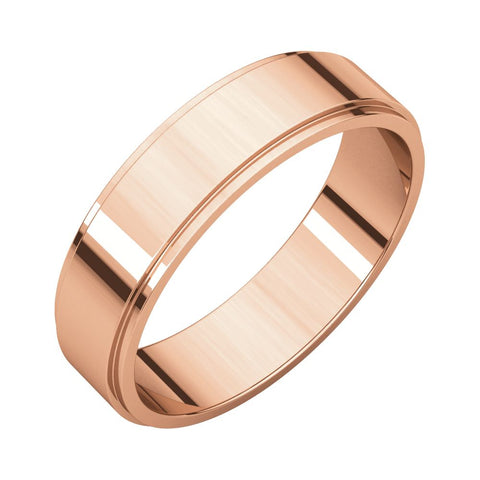 14k Rose Gold 5mm Flat Edge Band, Size 9.5