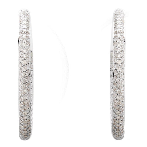 18k White Gold 1 1/2 CTW Diamond Inside/Outside Hoop Earrings