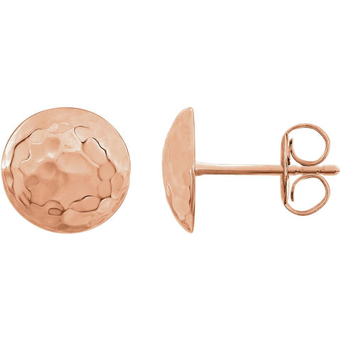 14k Rose Gold Hammered Disk Earrings
