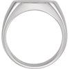 14k White Gold 16mm Men's Signet Ring with Brush Top Finish, Size 11