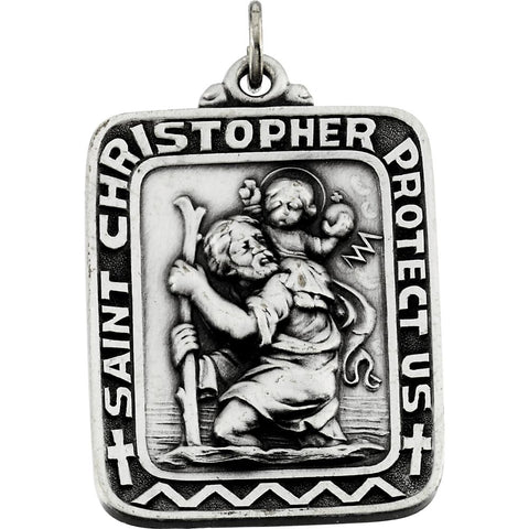 Sterling Silver 31.5x25.75mm St. Christopher Medal