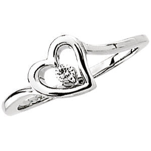 14k White Gold .06 CTW Diamond Heart Ring, Size 7
