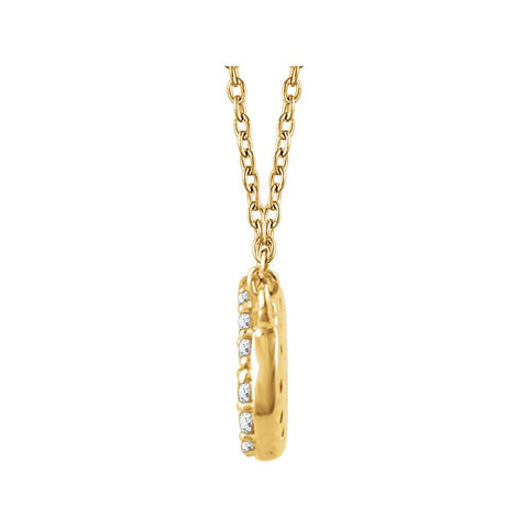 14k Yellow Gold 1/5 CTW Diamond Oval Cluster 16-18" Necklace
