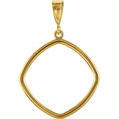 14k Yellow Gold 21x21mm Square Pendant