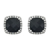 14k White Gold Onyx & .06 CTW Diamond Earrings
