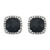 14k White Gold Onyx & .06 CTW Diamond Earrings