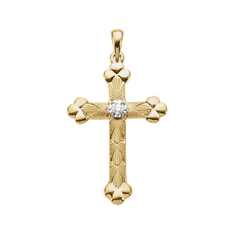 14k Yellow Gold 1/10 CTW Diamond Cross Pendant