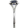 14k White Gold Lab Grown Blue Sapphire & 1/6 CTW Diamond Ring , Size 7