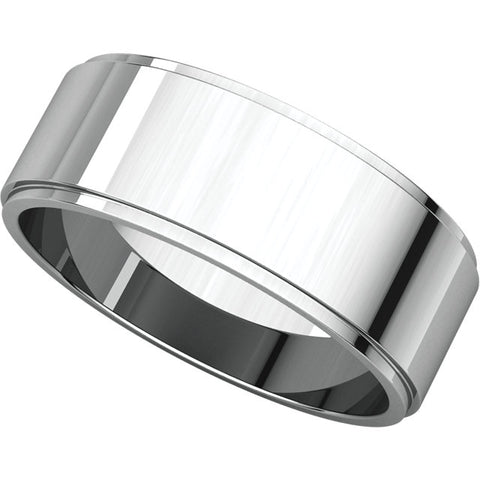 14k White Gold 7mm Flat Edge Band, Size 7
