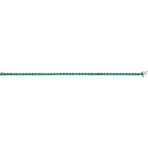14k White Gold Emerald Line Bracelet