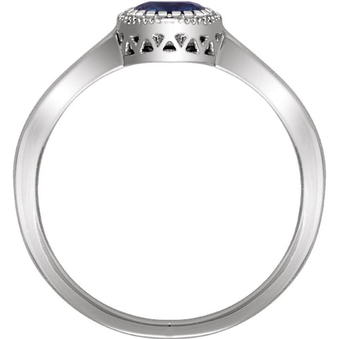 14k White Gold Blue Sapphire "September" Birthstone Ring, Size 7