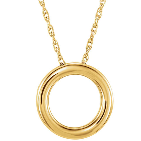 14k Yellow Gold 18x15mm Circle Chain Slide 18" Necklace