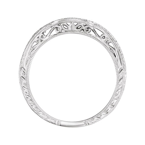 14k White Gold 1/10 CTW Diamond Filigree Band, Size 6