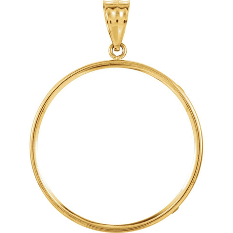 14k Yellow Gold 30x2.7mm Tab Back Coin Frame Pendant for Canadian 1 Ounce Maple Leaf