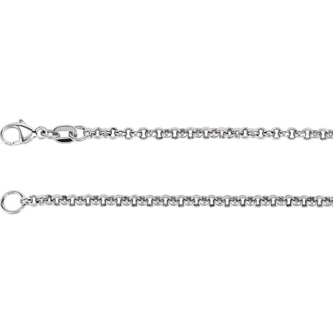 18k White Gold 2.5mm Rolo 18" Chain