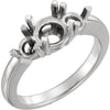 6.5mm Round Center 3-Stone Engagement Ring Mounting in Platinum, Size 6