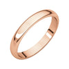 14k Rose Gold 3mm Half Round Band, Size 7.5