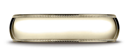 Benchmark-18K-Yellow-Gold-6mm-Slightly-Domed-Traditional-Oval-Wedding-Band-Ring-with-Milgrain--Size-4.25--36018KY04.25