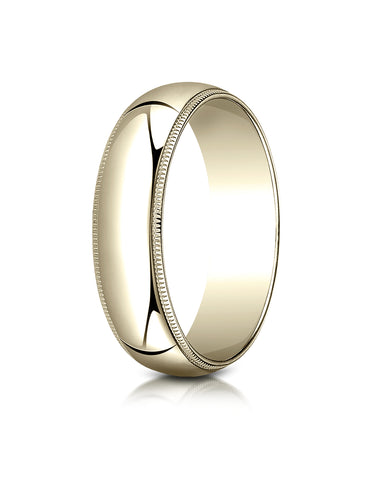Benchmark 14K Yellow Gold 6mm Slightly Domed Traditional Oval Wedding Band Ring with Milgrain