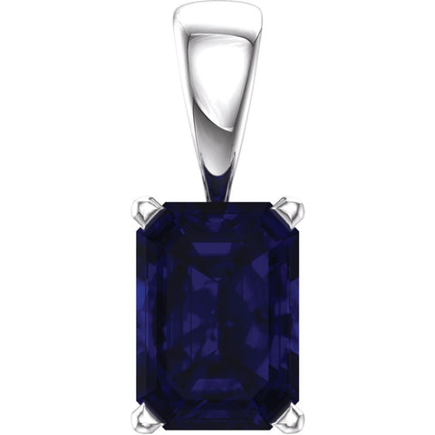 14k White Gold Chatham® Created Blue Sapphire Pendant