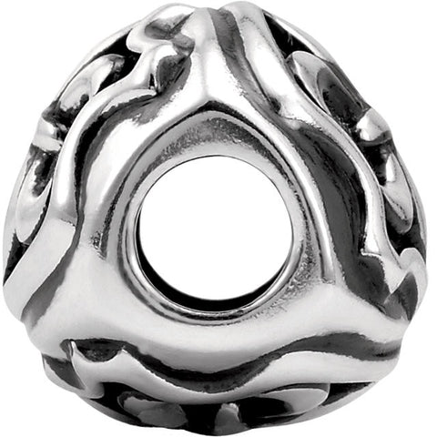 Sterling Silver 13x13mm Triangular Fleur de Lis Bead