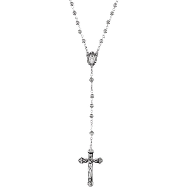 Sterling Silver Round Fluted Rosary