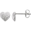 14k White Gold Hammered Heart Earrings