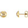 14K Yellow Gold 1/8 CTW Diamond Accented Earrings