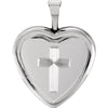 16.00x15.75 mm Heart Locket with Cross in Sterling Silver