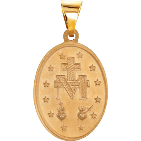 14k Yellow Gold 19x13.5mm Oval Hollow Miraculous Medal