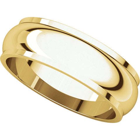 14k Yellow Gold 6mm Half Round Edge Band, Size 10.5