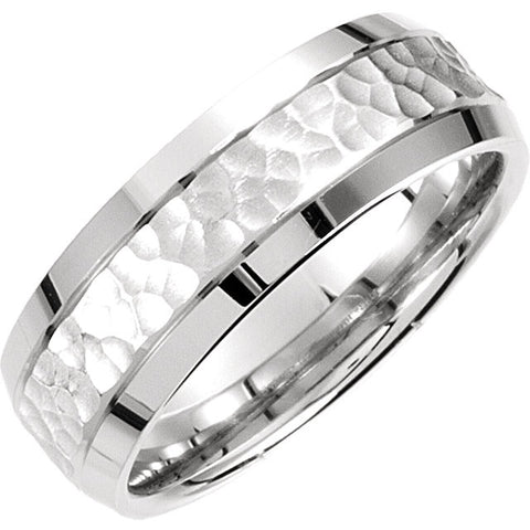 14k White Gold 7.5mm Fancy Carved Band Size 9