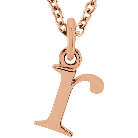 14k Rose Gold "r" Lowercase Initial 16" Necklace