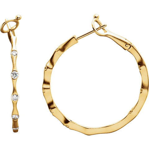 14k Yellow Gold 1/2 CTW Diamond Inside/Outside Hoop Earrings