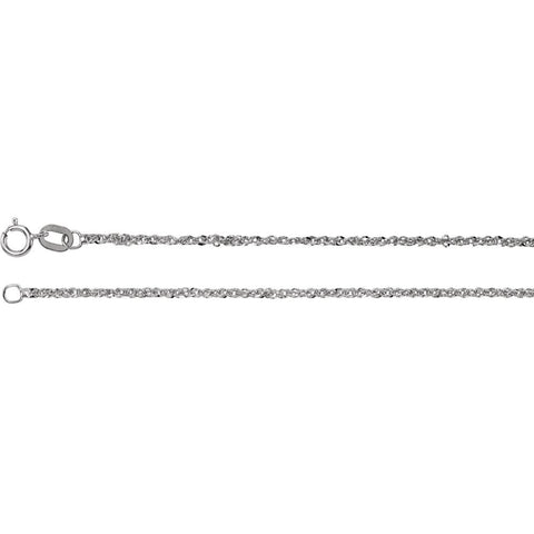 1.25 mm Sparkle Singapore Chain in 14k White Gold ( 16-Inch )