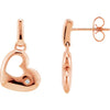 Pair of 0.015 CTTW Diamond Heart Earrings in Sterling Silver
