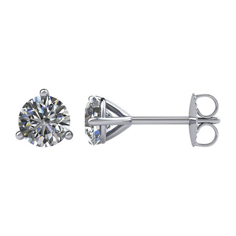 14k White Gold 3/4 CTW Diamond Friction Post Stud Earrings