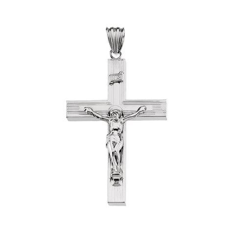 Sterling Silver 51.5x35.25mm Hollow Crucifix Pendant