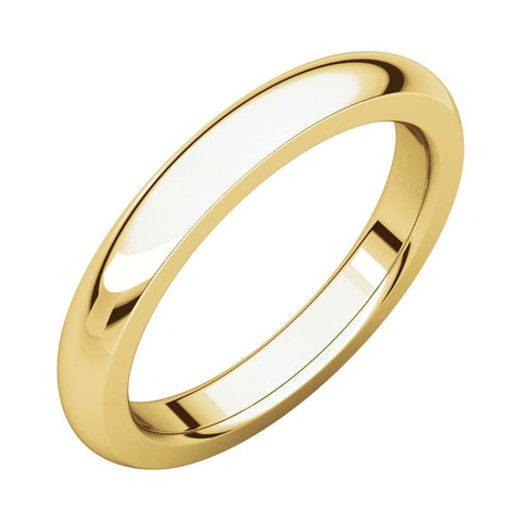 14k Yellow Gold 3mm Heavy Comfort Fit Band, Size 10