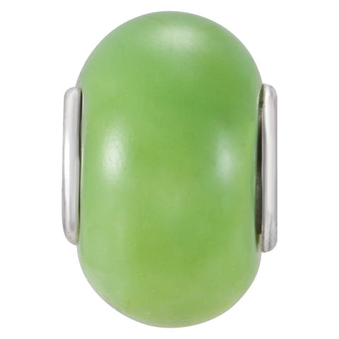 Sterling Silver 9x14mm Lime Green Glass Bead