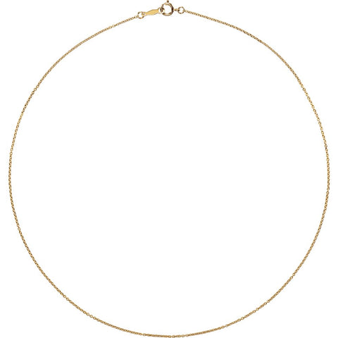 18k Yellow Gold 1mm Solid Cable 20" Chain